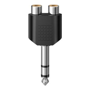 Adaptador de plug 6,3 mm a 2 jacks RCA, estéreo